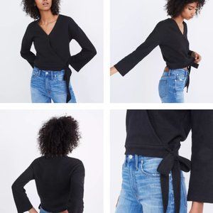 Madewell Texture and Thread Wrap Top in True Black